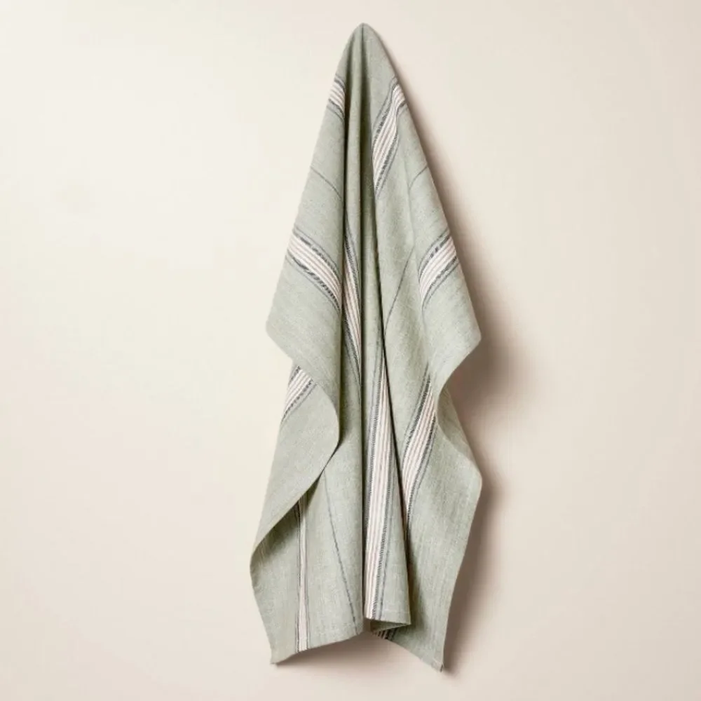 Heath & Hand NWT Magnolia Sage Stripes Hand Towel